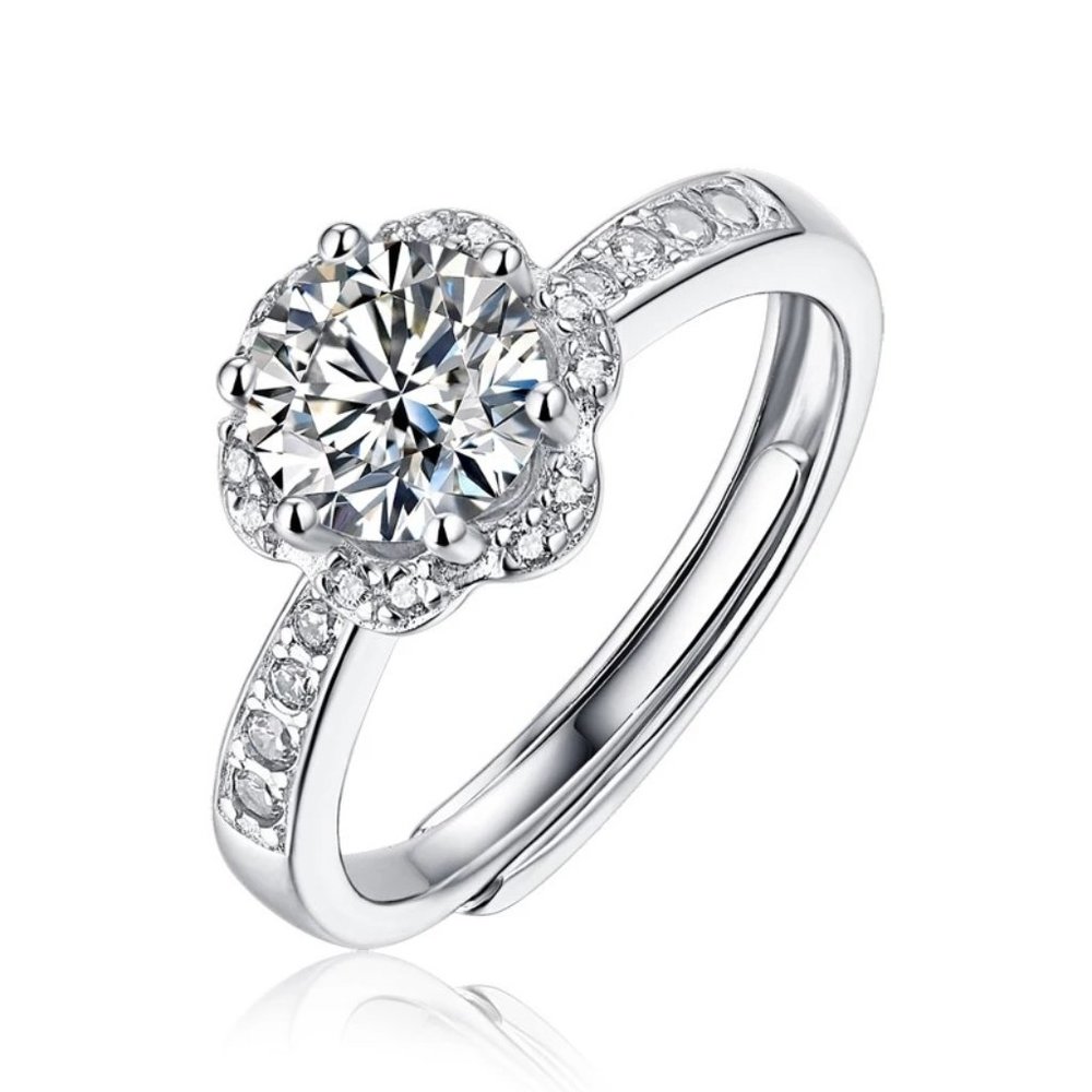 Certified 3ct. t.w. Diamond Flower Wedding Ring - Picture 1 of 15